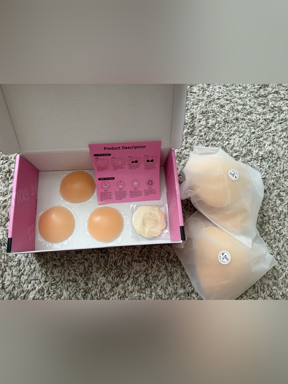 NWT Sticky Bra Double-Sided Push Up Sticky Bra Pads | Four Pad Inserts - Picture 2 of 3